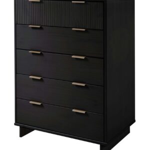 Manhattan Comfort 2-Piece Granville Modern Solid Wood Tall Chest and Double Dresser Set in Black