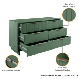 Manhattan Comfort 2-Piece Granville Modern Solid Wood Tall Chest and Double Dresser Set in Sage Green