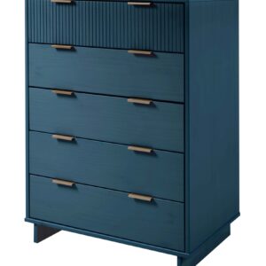 Manhattan Comfort 2-Piece Granville Modern Solid Wood Tall Chest and Double Dresser Set in Midnight Blue