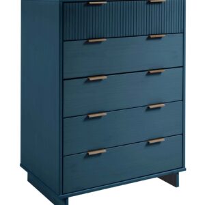 Manhattan Comfort 2-Piece Granville Modern Solid Wood Tall Chest and Double Dresser Set in Midnight Blue