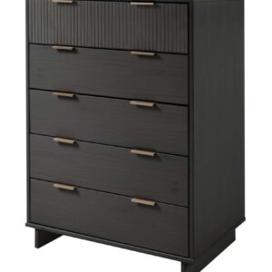 Manhattan Comfort 2-Piece Granville Modern Solid Wood Tall Chest and Double Dresser Set in Dark Grey