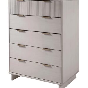 Manhattan Comfort 2-Piece Granville Modern Solid Wood Tall Chest and Double Dresser Set in Light Grey