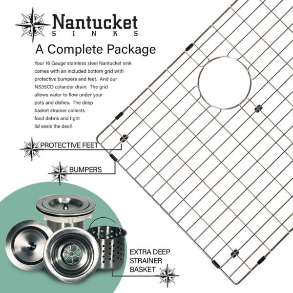 Nantucket Sinks APRON302010-SR-16 30 Inch Pro Series Single Bowl Undermount Apron Front Stainless Steel Kitchen Sink