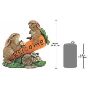 Design Toscano HF317387 10 1/2 Inch Bunny Bunch Welcome Sign Statue