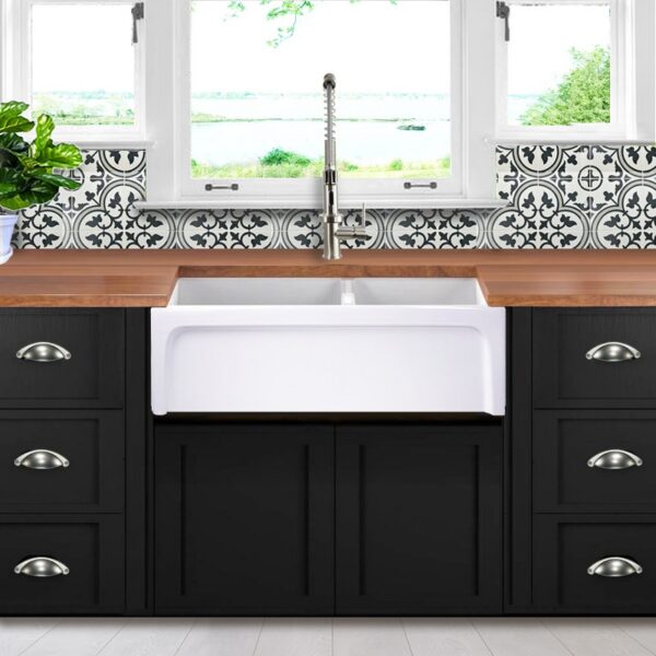 Nantucket Sinks Hyannis-36-DBL Cape 60/40 Double Bowl Farmhouse Apron Fireclay Sink