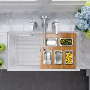 Nantucket Sinks HZ-TPS33W-ST1 Cape 33 Inch Single Bowl Fireclay Undermount and Apron Kitchen Sink - White