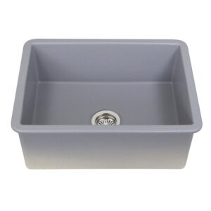 Nantucket Sinks ISFC24GR-SB1 Island 23 1/2 Inch Single Bowl Fireclay Dualmount Kitchen Sink - Matte Grey