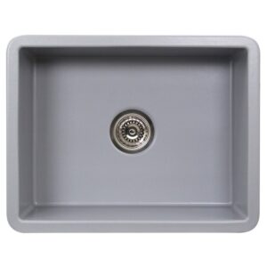 Nantucket Sinks ISFC24GR-SB1 Island 23 1/2 Inch Single Bowl Fireclay Dualmount Kitchen Sink - Matte Grey