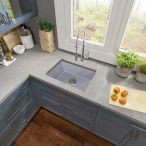 Nantucket Sinks ISFC24GR-SB1 Island 23 1/2 Inch Single Bowl Fireclay Dualmount Kitchen Sink - Matte Grey