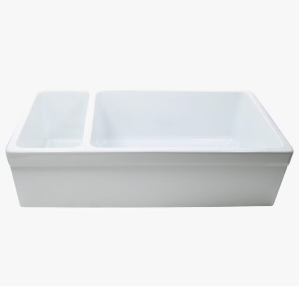 Nantucket Sinks ISFCGW35X19DBSO Island 35 1/2 Inch Double Bowl Fireclay Undermount and Apron Kitchen Sink - White