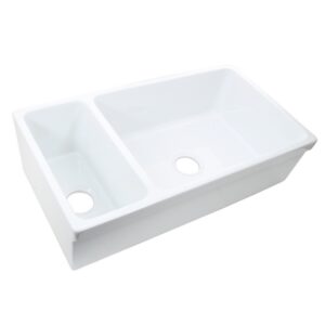 Nantucket Sinks ISFCGW35X19DBSO Island 35 1/2 Inch Double Bowl Fireclay Undermount and Apron Kitchen Sink - White