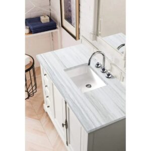 James Martin 238-105-V48-BW-3AF Providence 48 Inch Bright White Single Vanity with 3 cm Arctic Fall Solid Surface Top