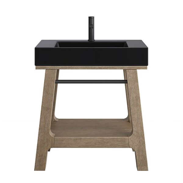 James Martin JM 165-V31.5-WTB Auburn 31 3/8 Inch Weathered Timber Console Vanity with Black Matte Mineral Composite Top