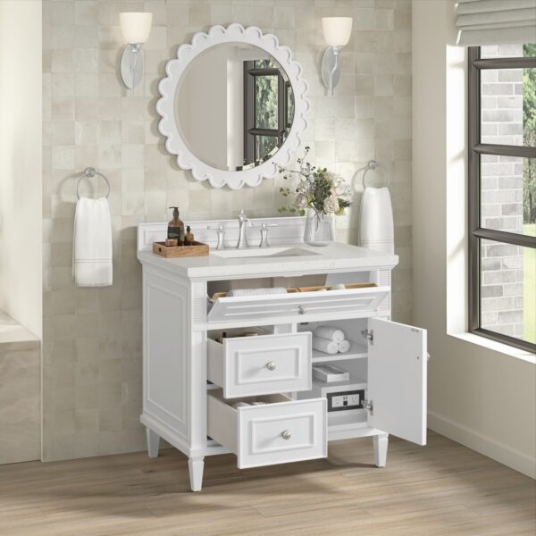 James Martin JM 424-V36 Lorelai 36 Inch Free-Standing Single Sink Bathroom Vanity with 3 CM Top