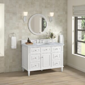 James Martin JM 424-V48 Lorelai 48 Inch Free-Standing Single Sink Bathroom Vanity with 3 CM Top