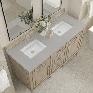 James Martin JM 424-V60D Lorelai 60 Inch Free-Standing Double Sink Bathroom Vanity with 3 CM Top