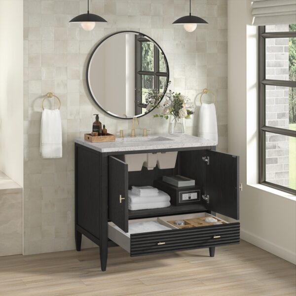 James Martin JM 485-V36 Myrrin 36 Inch Free-Standing Single Sink Bathroom Vanity with 3 CM Top