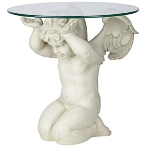 Design Toscano JQ8534 21 Inch Cherubs Care Glass Topped Table