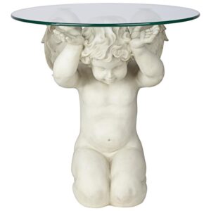 Design Toscano JQ8534 21 Inch Cherubs Care Glass Topped Table