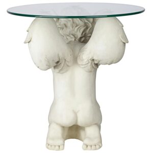 Design Toscano JQ8534 21 Inch Cherubs Care Glass Topped Table