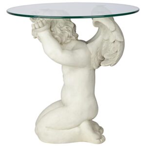 Design Toscano JQ8534 21 Inch Cherubs Care Glass Topped Table