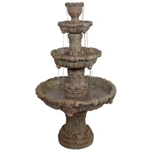 Design Toscano KY2037 31 1/2 Inch Medici Lion Four Tier Fountain Brown