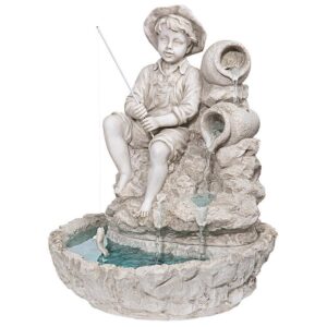 Design Toscano KY697 13 Inch Little Fisherman Garden Fountain