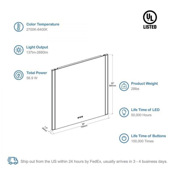 Blossom LED M5 3032 Binary 30 Inch LED Mirror