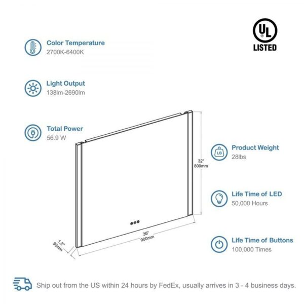 Blossom LED M5 3632 Binary 36 Inch LED Mirror