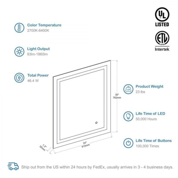 Blossom LED M8 2430 Lyra 24 Inch LED Mirror