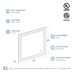 Blossom LED M8 3030 Lyra 30 Inch LED Mirror