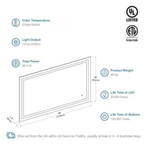 Blossom LED M8 4830 Lyra 48 Inch LED Mirror