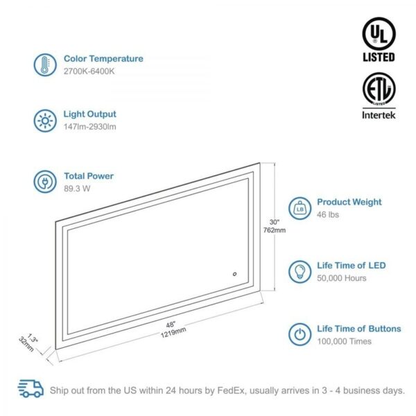 Blossom LED M8 4830 Lyra 48 Inch LED Mirror