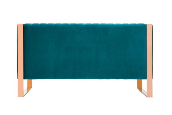 Manhattan Comfort Trillium 57.48 in. Aqua Blue and Gold Velvet 2-Seater Loveseat