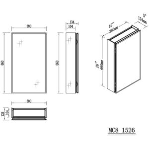 Blossom MC8 1526 15 W x 26 H Inch Aluminum Medicine Cabinet with Mirror