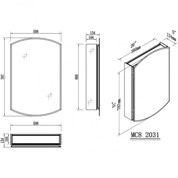 Blossom MC8 2031 20 W x 31 H Inch Aluminum Medicine Cabinet with Mirror