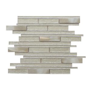 Altair MIGA08 Ardcarn 11 3/4 Inch x 10 7/8 Inch Rectangular Laminated Glass Mosaic Mix Aluminum Wall Tile