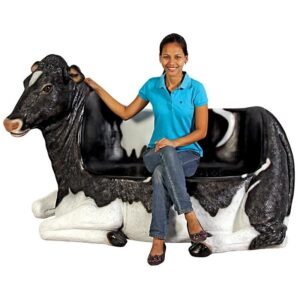 Design Toscano NE120020 66 Inch Cowch Holstein Cow Bench