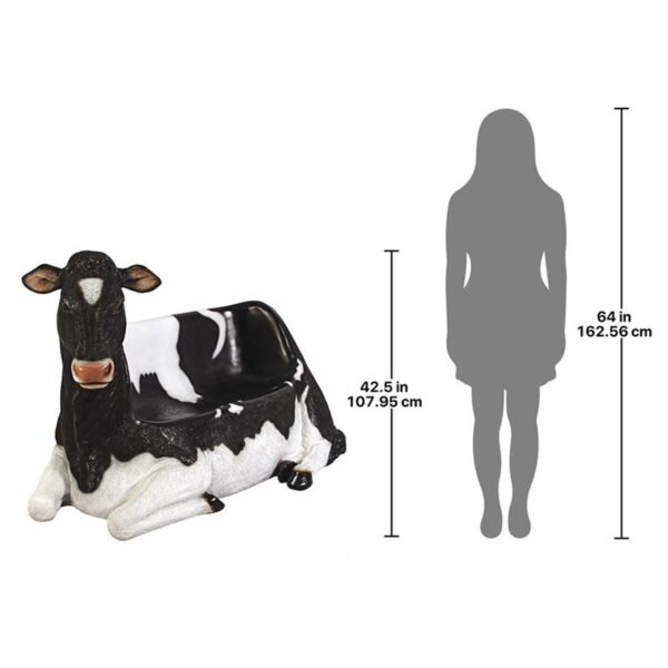 Design Toscano NE120020 66 Inch Cowch Holstein Cow Bench