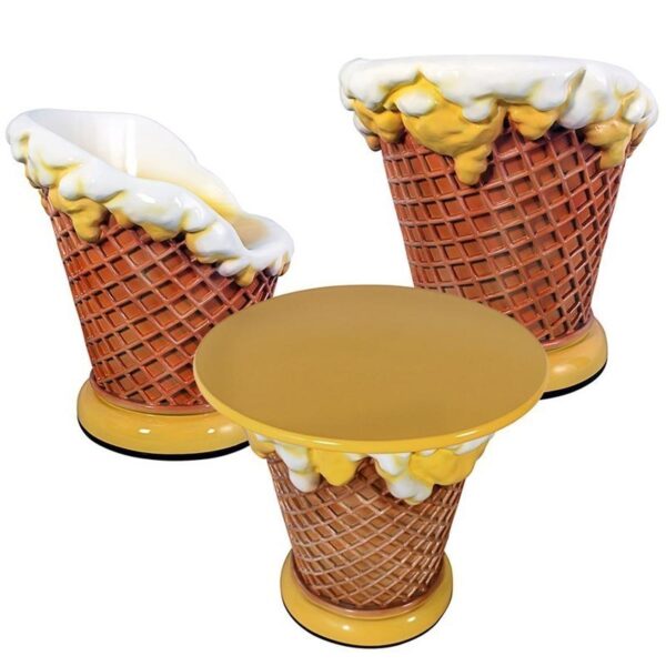 Design Toscano NE91300 Ice Cream Cone Chairs and Table, Set of 2