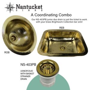 Nantucket Sinks NS-403PB 2-1/2 Inch Junior Duo Bar Sink Drain In Polished Brass