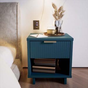 Manhattan Comfort Granville Modern Nightstand 1.0 with 1 Full Extension Drawers in Midnight Blue