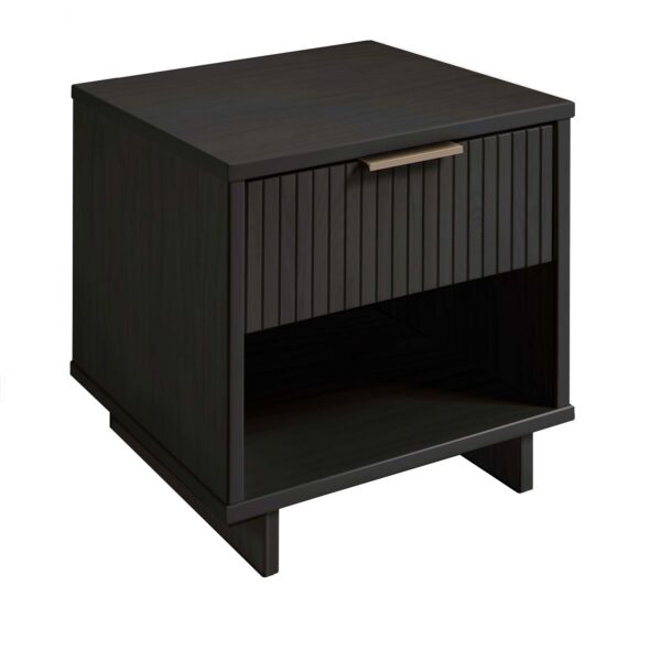 Manhattan Comfort Granville Modern Nightstand 1.0 with 1 Full Extension Drawers in Dark Grey