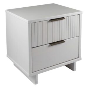 Manhattan Comfort Granville Modern Nightstand 2.0 with 2 Full Extension Drawers in White