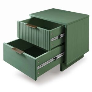 Manhattan Comfort Granville Modern Nightstand 2.0 with 2 Full Extension Drawers in Sage Green