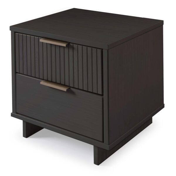 Manhattan Comfort Granville Modern Nightstand 2.0 with 2 Full Extension Drawers in Dark Grey