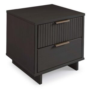 Manhattan Comfort Granville Modern Nightstand 2.0 with 2 Full Extension Drawers in Dark Grey