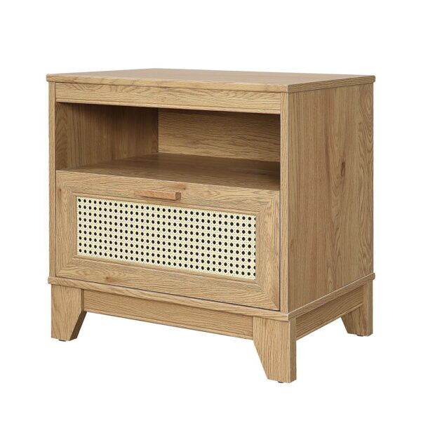 Manhattan Comfort Sheridan Modern Cane Nightstand in Nature