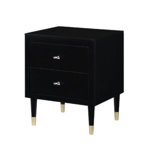 Manhattan Comfort Stanton Modern Nightstand with 2 Full Extension Drawers and Solid Wood Legs in Black