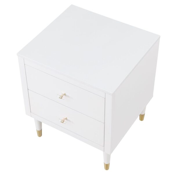 Manhattan Comfort Stanton Modern Nightstand with 2 Full Extension Drawers and Solid Wood Legs in White